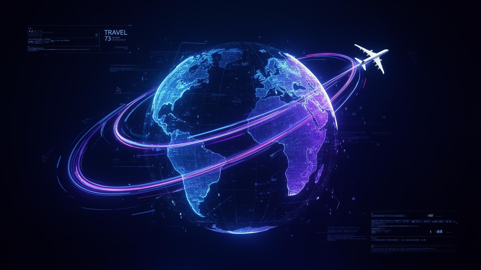 Digital globe with travel routes